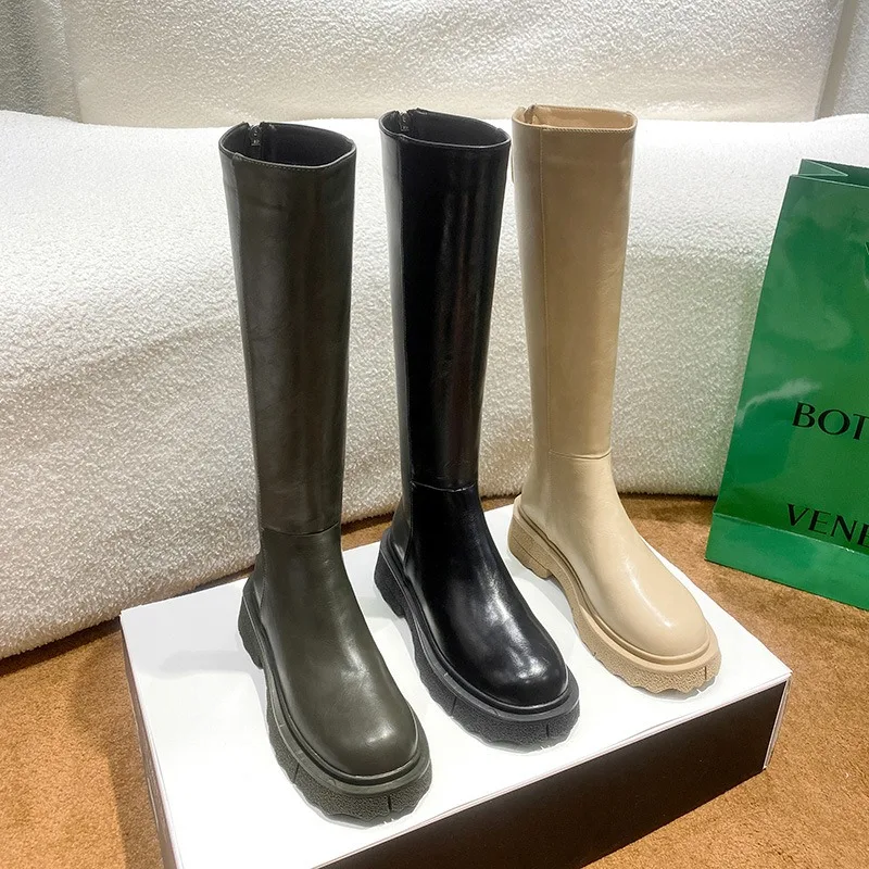 Long Tube Boots for Women in 2024 Fashion Thick Soled Heels Women Knight Boots Slim Temperament Shoes for Womens 41-181