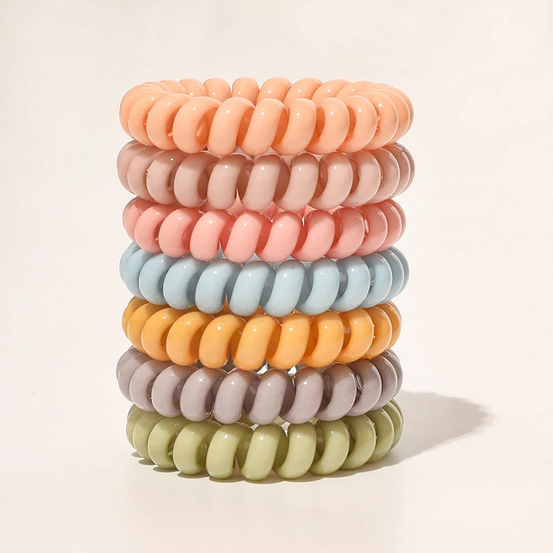 2Pcs/lot New Fashion Macaroon Color Matt Solid Telephone Wire Elastic Hair Band Rubber Hair Tie Stretch Hair Accessories Girls