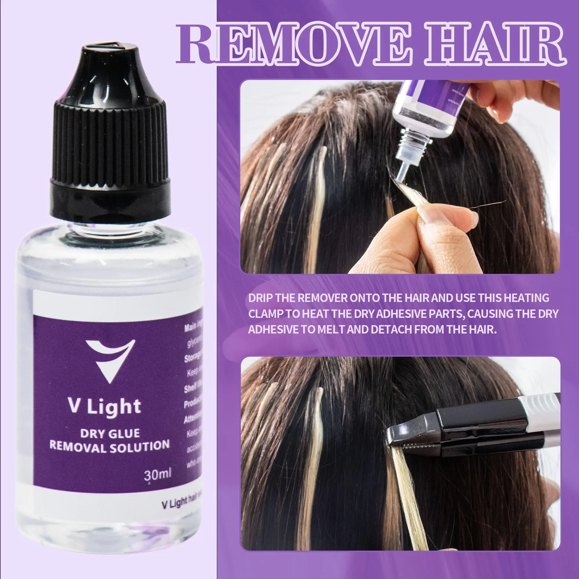 Hair Extension Tool V-Light Tech Hair Extension Connector Machine UV glue Kit Set Hair Extension Tools with UV light extension Removal