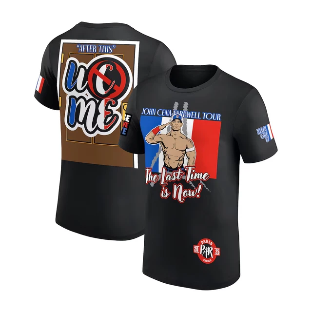 Men's Black John Cena Farewell Tour 2025 Paris T-Shirt Quick Dry Sports Short-sleeved Daily Casual Oversized CENA Fans T-shirts 1