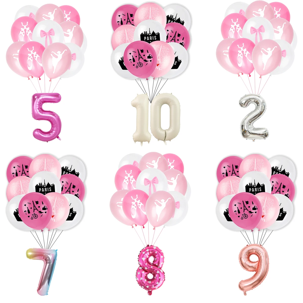 

Disney Romantic Paris Ballet Dancing Girl Theme Birthday Party Decoration Latex Aluminum Digital Balloon Baby Shower Kid Gift