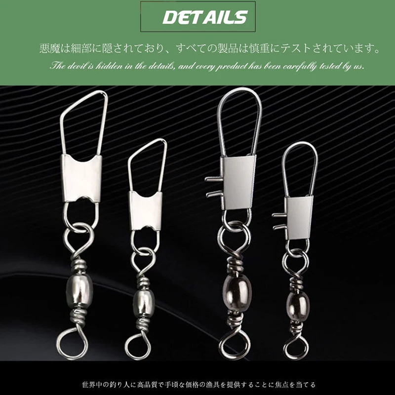 24-36pcs/lot Fishing Tackle Accessories Stainless Steel Barrel Snap Swivel  Fishing Set For Carp Fishing Sea Fishing Accessory