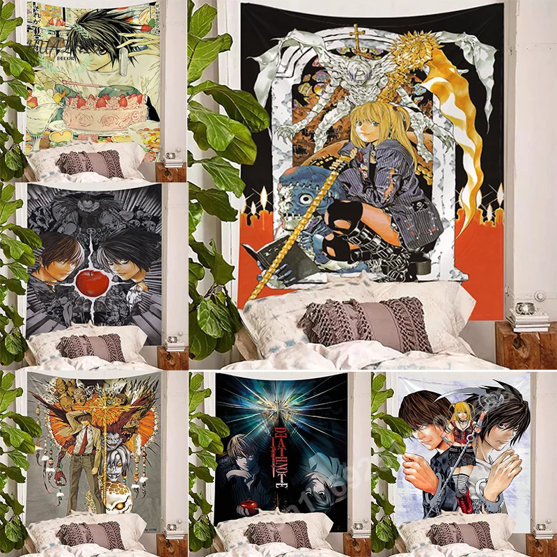 

Japan Anime Tapestry Wall Hanging Home Decor Living Room Death Note Dorm Bedspread Coffee Club Aesthetics Art Bedroom Decoration