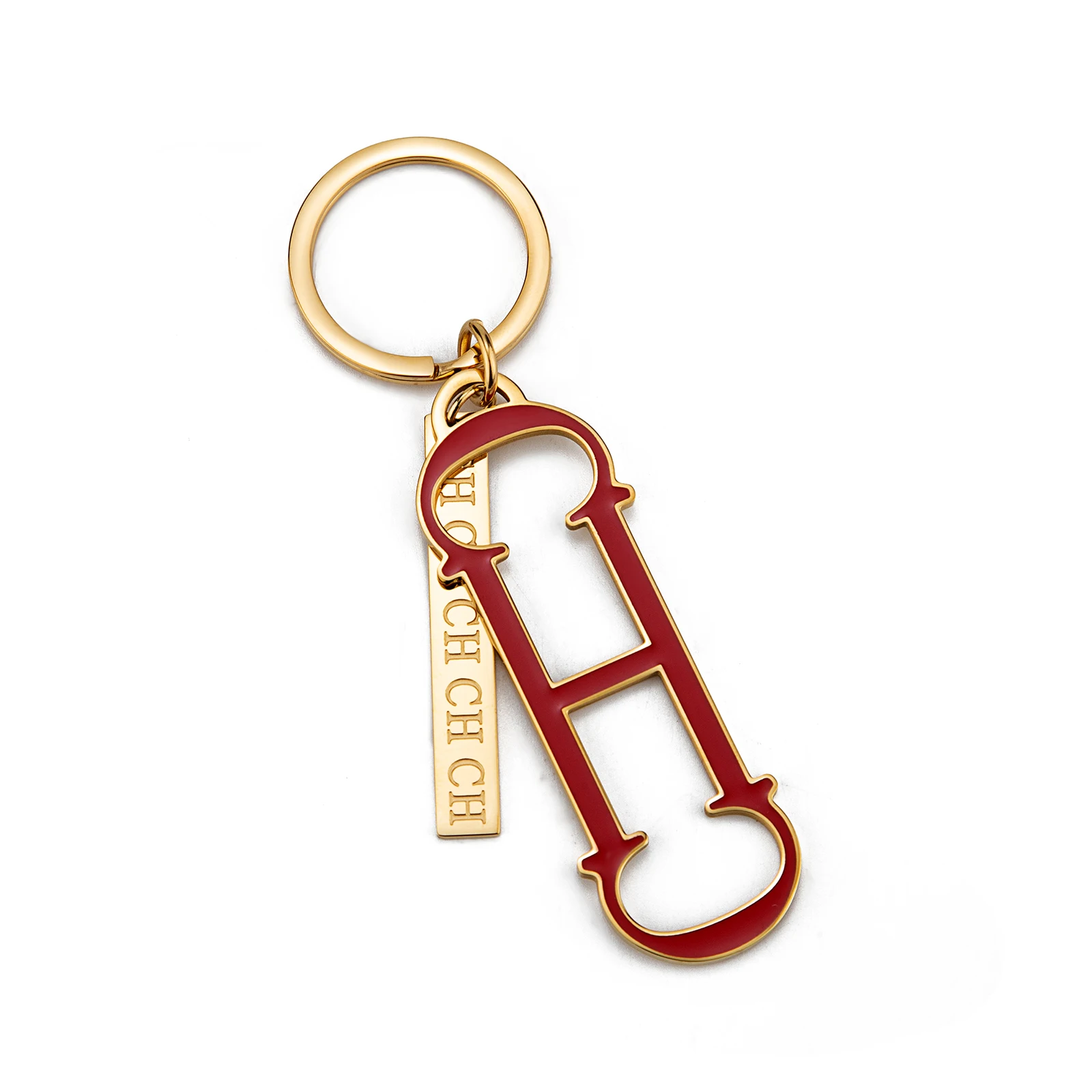 CH Shape Enamel Keychain Gold Tone Metal Car Key Holder Unisex Fashion Bag Charm Luxury Accessory Pendant Keyring