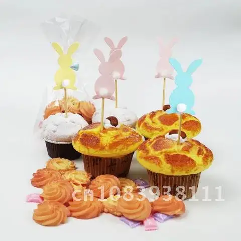 

5Pcs Children's Birthday Party Creative Card Decoration Supplies Bunny Cake Card Decoration Cupcake Theme Party