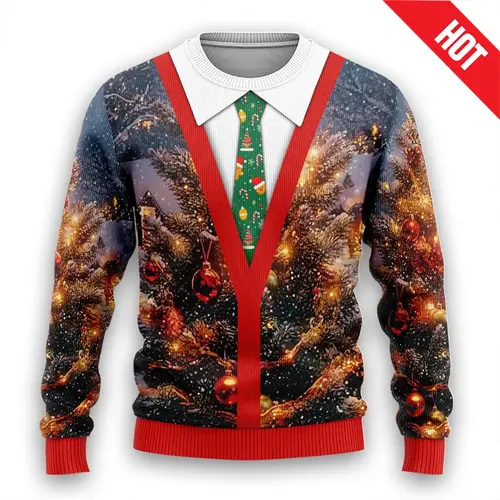 Men Women New Year Eve Xmas Sweatshirts Kid 3D Funny Suit Print Holiday Party Jumper Top Couples Pullover Ugly Christmas Sweater - Image 15