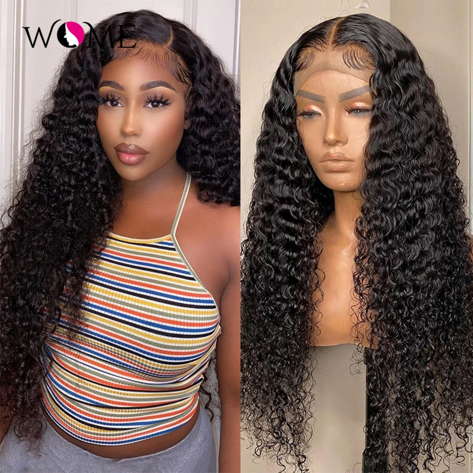 Wome 32 34 Inch 13x4 13x6 HD Lace Frontal Wig Curly Lace Front Wig Brazilian Remy Transparent  Lace Front Human Hair Wigs
