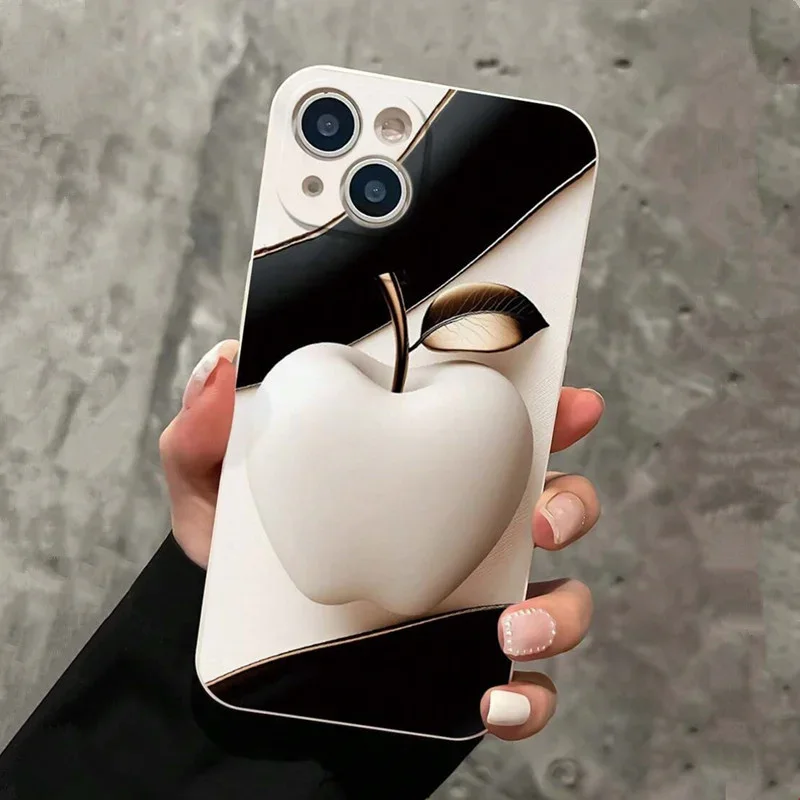 Luxury Fruit Print Straight-Edge Silicone Phone Case