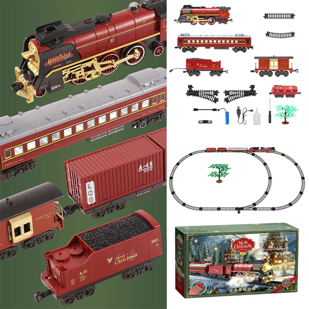 Classic Railway Trains Track Set Lighteds Electric Trains Toy With Sound For Kids Boys 3 4 5 6 7 8 Year Old