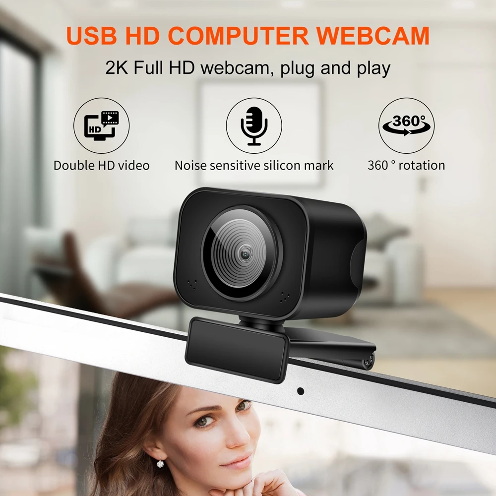 Web Camera Full HD USB 2K Autofocus With Microphone For PC Computer Mac Laptop