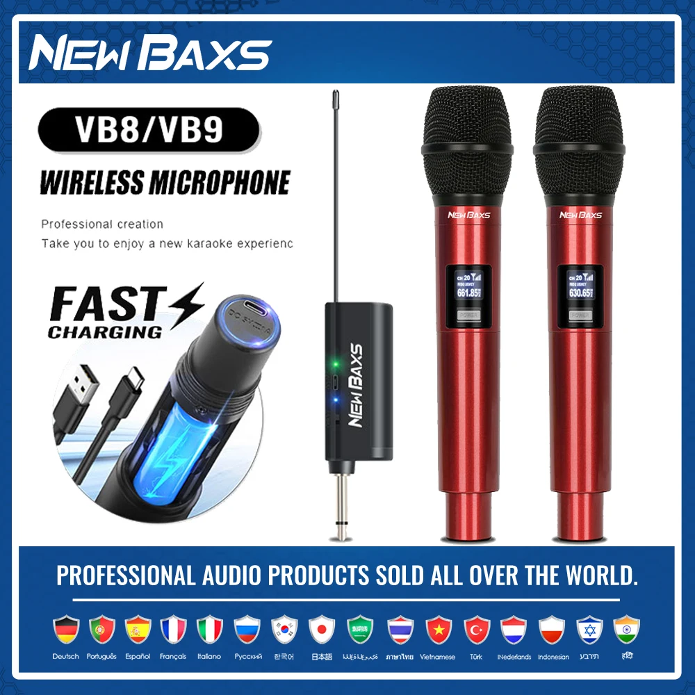 

Wireless Microphone 2 Channels UHF Fixed Frequency Handheld Mic Micphone For Party Karaoke Professional Church Show Meeting