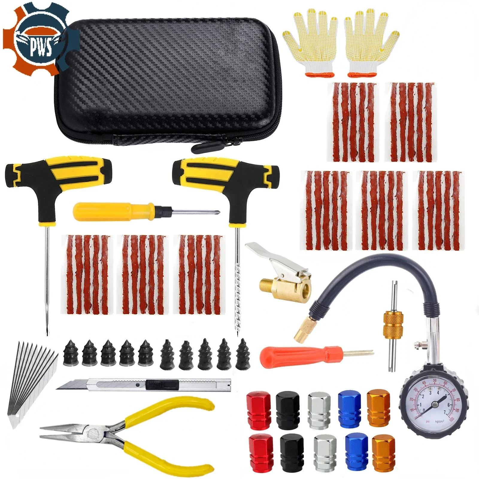 New Car Tire Repair Kit Puncture Plug Tools Tyre Puncture Emergency for Universal Tire Strips Stiring Glue Repair Tool Kit