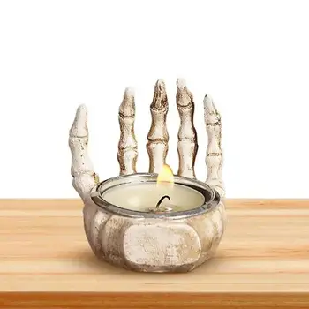 Halloween Candle Holder Skull Candlestick Ornaments Resin Skull Halloween Decoration Gifts Candle Holders Decor Home Decoration