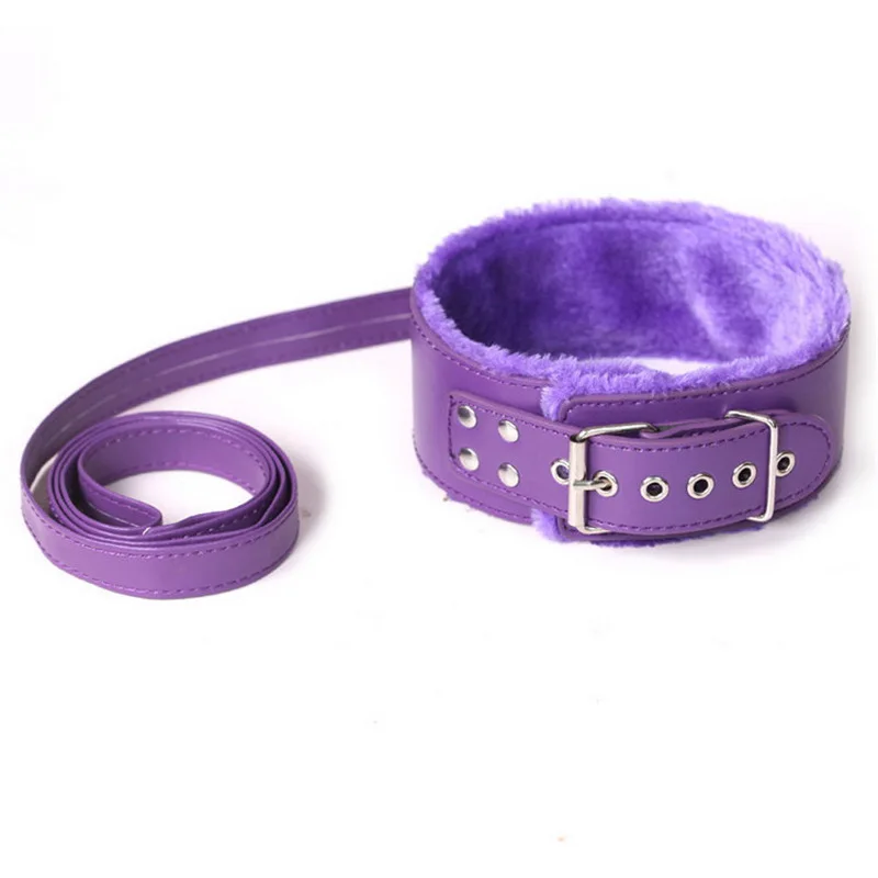 BDSM Collar Leather And Leash Plush Fetish Bondage Sex Necklace SM Toys Restraints Sex Toys For Adults Women Men Couples Games