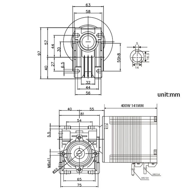 Motor de engranaje helicoidal RV30, reductor de velocidad de 48V, 60mm, 400W, BLDC, Motor de CC sin escobillas con autobloqueo