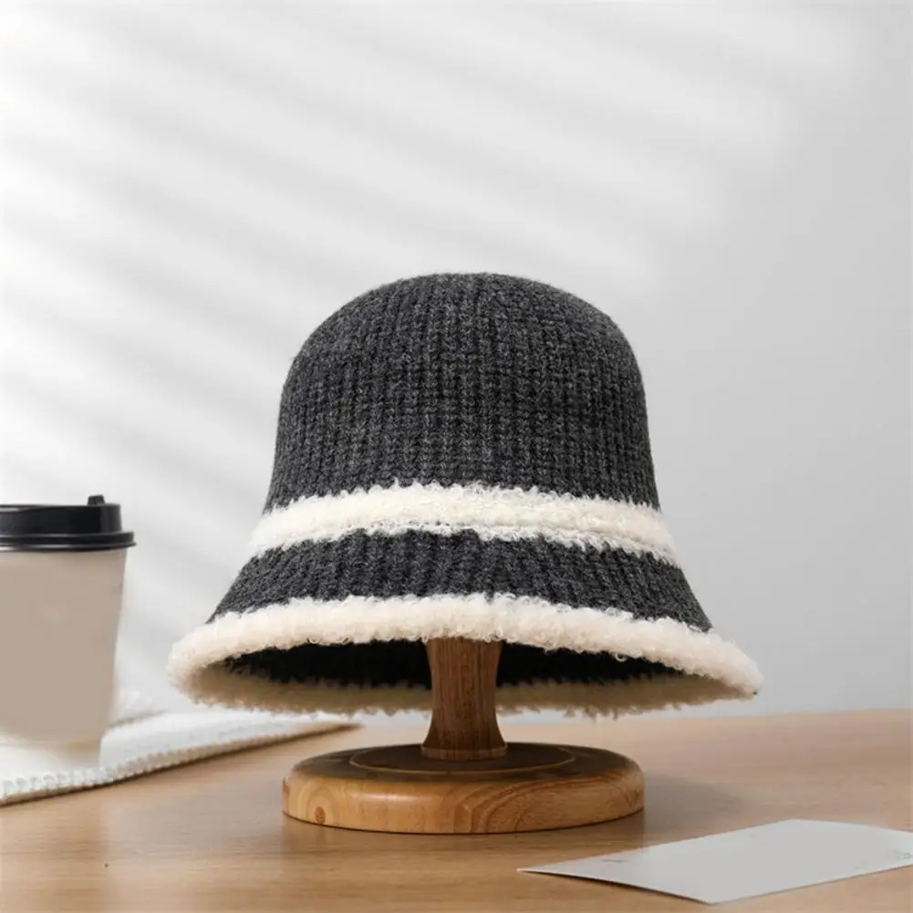 

Winter Hat Stylish Women's Windproof Bucket Hat Foldable Warm Colorful Knitted Fisherman Hat for Outdoor Adventures Fashionable