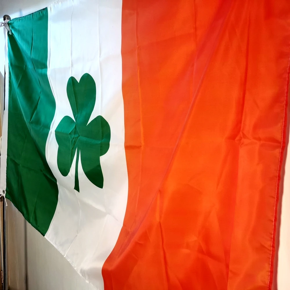 Irish Shamrock Flag. Clover Leaf for Saint Paddy. Green 150*90cm Flag Polyester 2