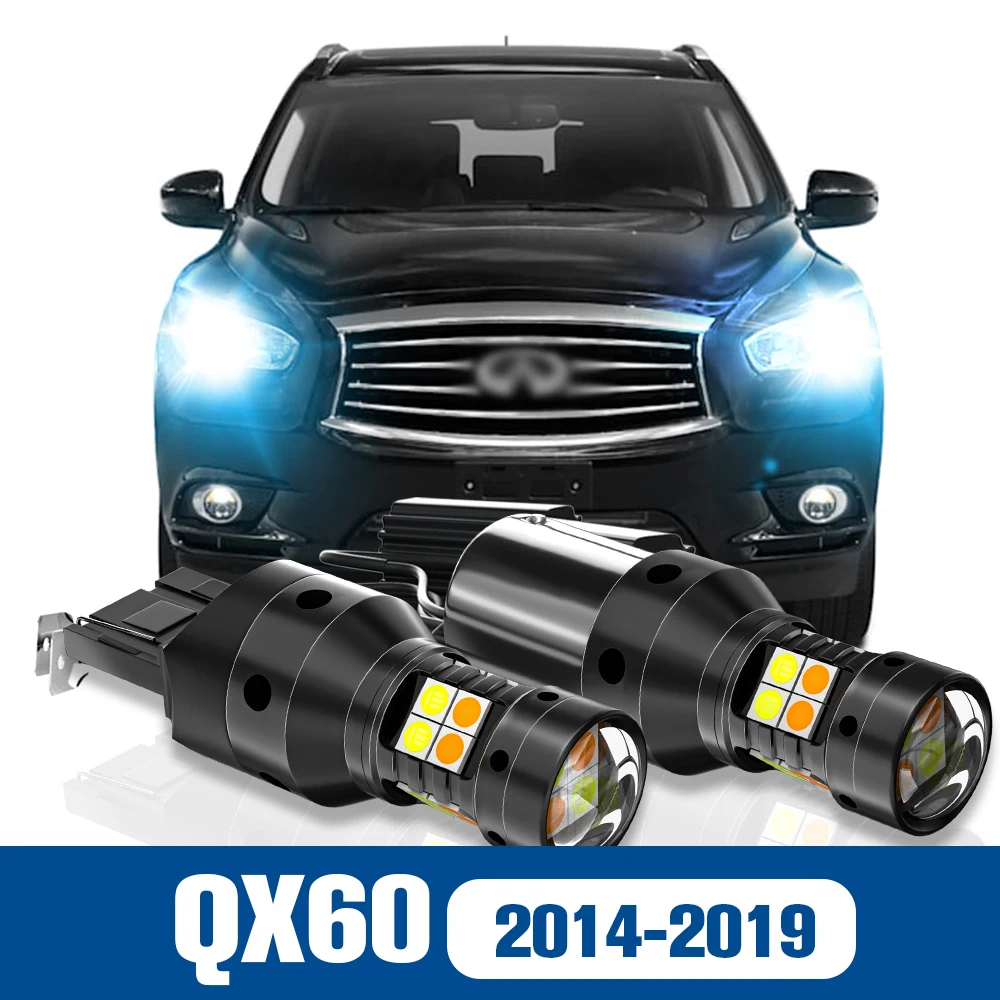 

2pcs LED Dual Mode Turn Signal+Daytime Running Light DRL Accessories Canbus For Infiniti QX60 2014-2019 2015 2016 2017 2018