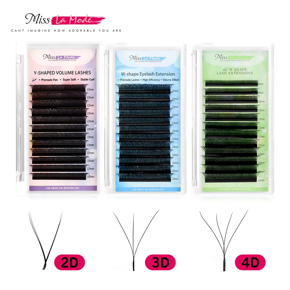 Misslamode W форма ресниц 3D 4D 5D ресницы человека Расширение Premade Fan Lashes профессиональный все размеры