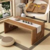Coffee Table Low Tatami Table, Unique Portable Solid Wood Japanese Style Low Tea Table for Sitting on The Floor Easy Storage 1