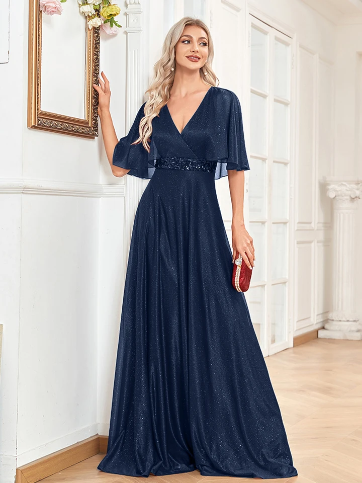 green emerald velvet dress Luxury Evening Gown White and Blue Shiny XXXL / Blue / Lace main image 0