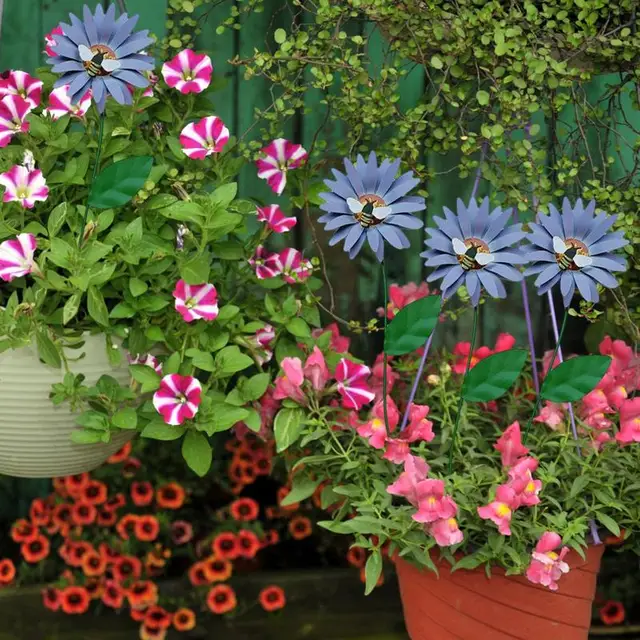 Kerti Dekoratív Tét Rozsdaálló Fém Virágos Vízálló Vasvirág Dísz Kültéri Gyep Udvari Dekoráció - Image 4