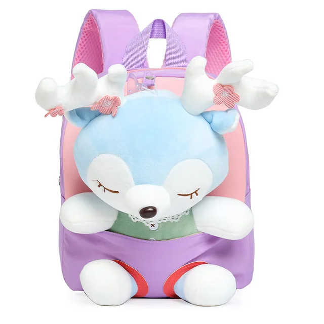 Children School Bags Mini Backpack Cartoon Split Cute Elk Deer Plush Kindergarten Girl Kids Lightweight Fashion Book Bag