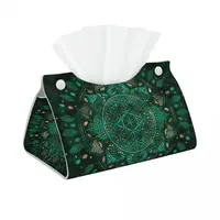 Custom Flower Of Life Dot Art Facial Tissue Box Cover Rectangular Mandala Geometric Pattern PU Leather Tissue Box Holder for Car 1
