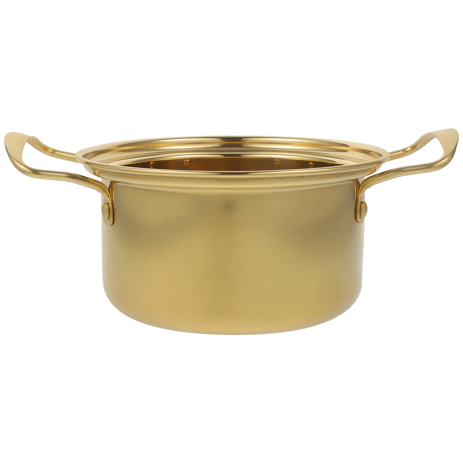 

Golden Stainless Steel Small Hot Pot Hotpot Cooking Soup Fondue Utensils 201 Pots Milk with Lid Individual Cookware