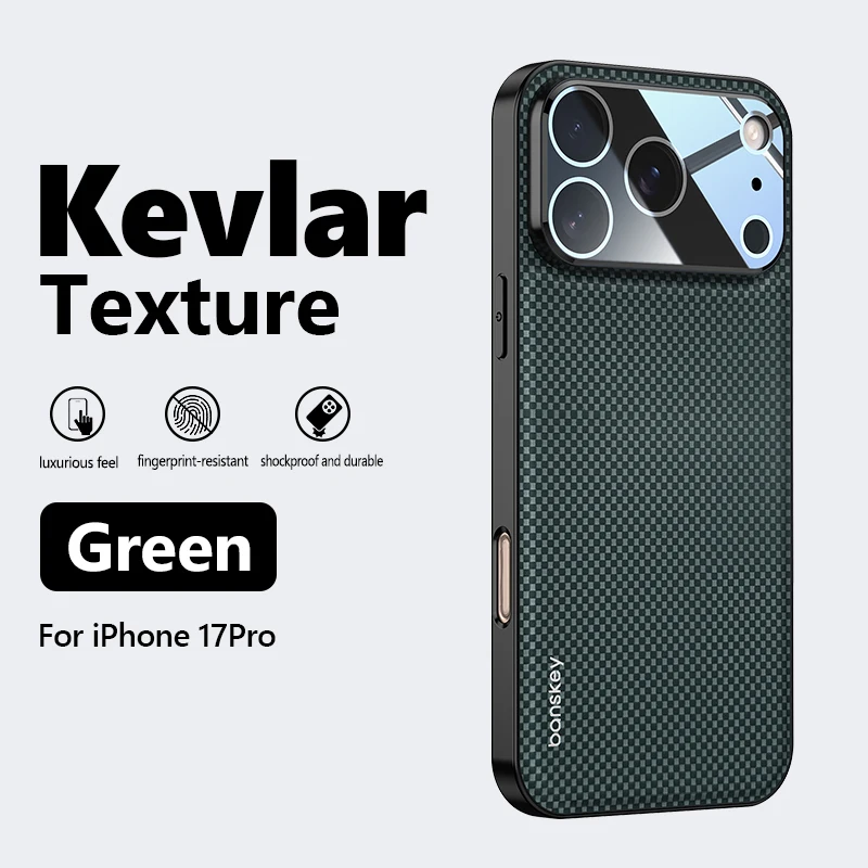 Luxury Matte Carbon Fibre Texture Shockproof Phone Case with Glass Lens Protection