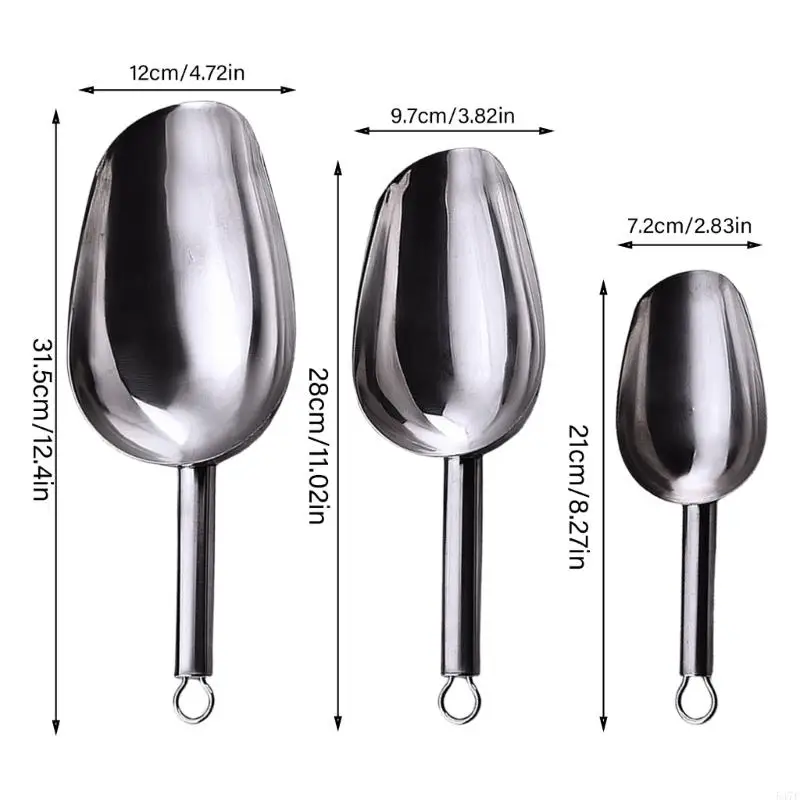 547F Stainless Steel Shovel Thickened Ice Scooper Grains Spices Candy Flour Nut Measuring Spoon Practical Kitchen Accessories