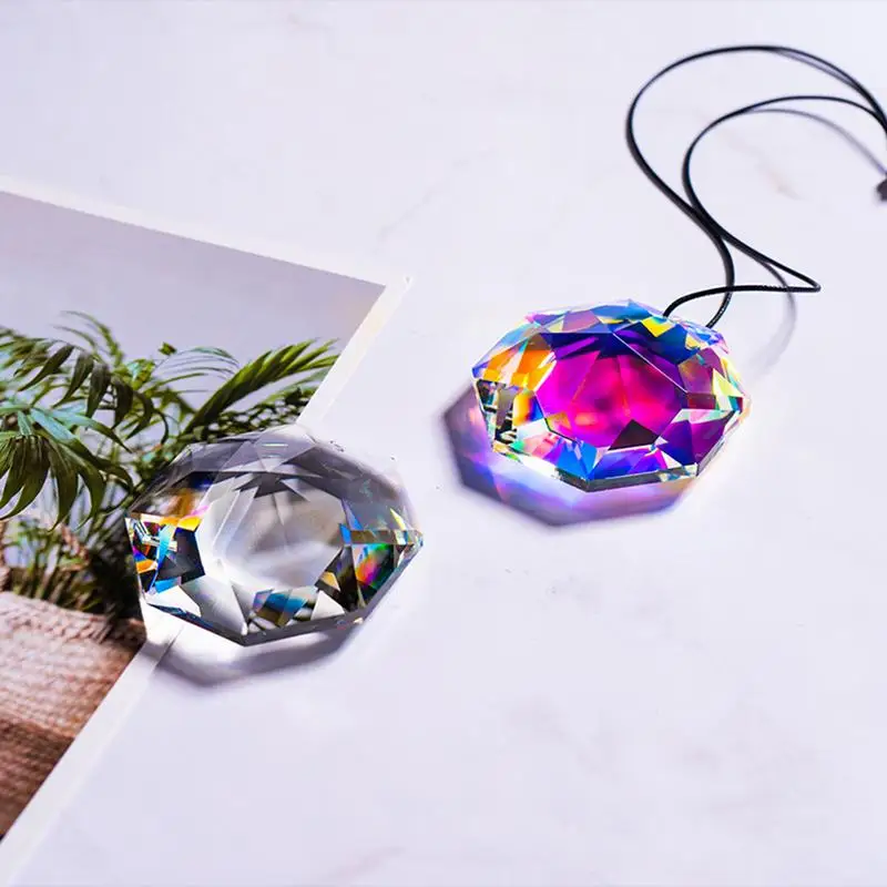 57mm Colorful Suncatchers Crystal Prisms Hanging Flower Faceted Glass Chandelier Pendant Light Rainbow Catcher Home Garden Decor
