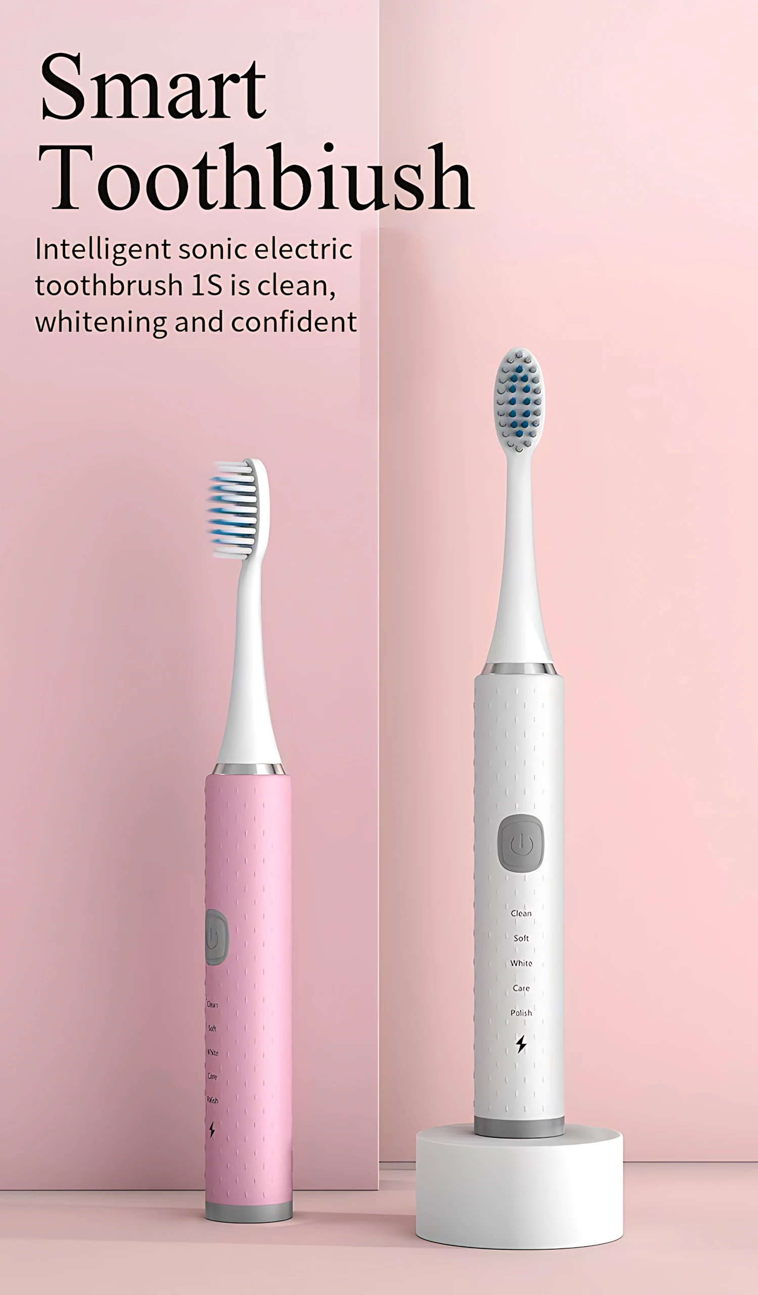 Description Picture 2 of itemUSB Rechargeable Electric Toothbrush + 2 Brush Heads Sonic 5 Files Household Soft Bristle Waterproof Couples Electric Toothbrush