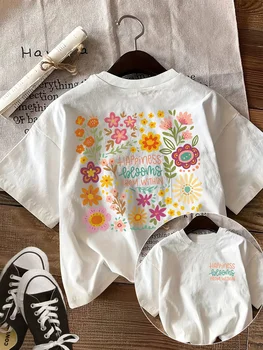 Boho Wildflower Happiness Blooms From Within T-Shirt Aesthetic Inspirational Graphic Tee Summer Short Sleeve Streetwear Shirt 1