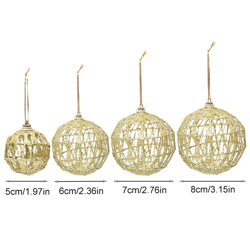 5-8 cm Weihnachten Weihnachtsbaum Gold Ball Baubles Hängen Party Ornament Dekoration Navidad Gold Staub Weihnachten Ball mit Skalen – Detail 11