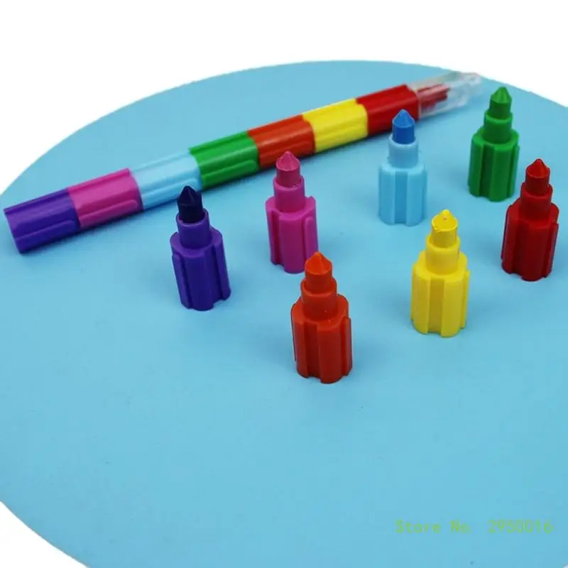 

10PCS Stacking Crayons Pen for Kid Adult, 10 Color Colorful Crayon Pencils Mini Crayon Pen for Drawing Doodling Books
