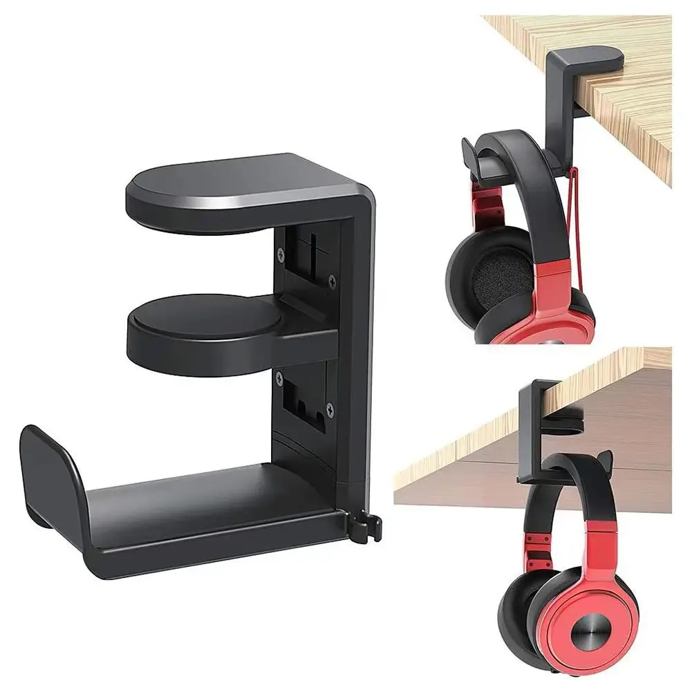 Pc Headphone Stand No Punch Table Clip Hook 360 Degree Rotating Holder Miscellaneous Storage Hanging headphone stand headphone holder