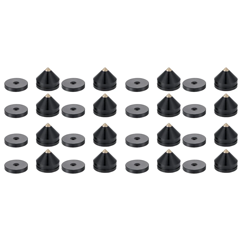 

16 Set Speaker Stand Feet Foot Pad Aluminium Alloy Metal Spikes Cone Floor Foot Nail Black