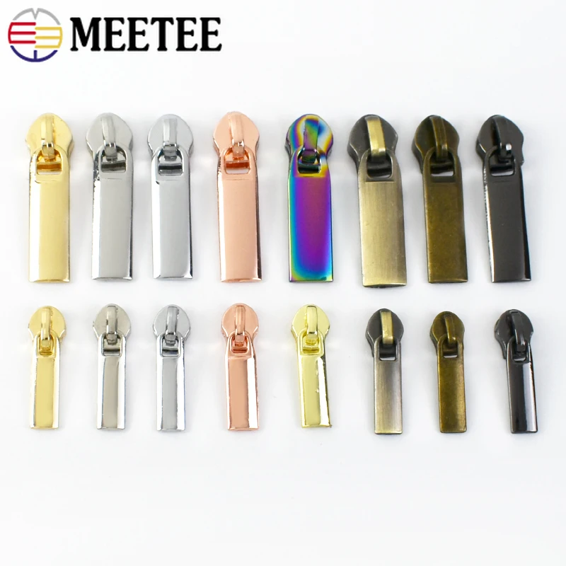 50Pcs Meetee Zipper Sliders for 3# 5# Nylon Zippers Down Jacket Pocket Zip Head Bag Zips Puller Repair DIY Sewing Accessories