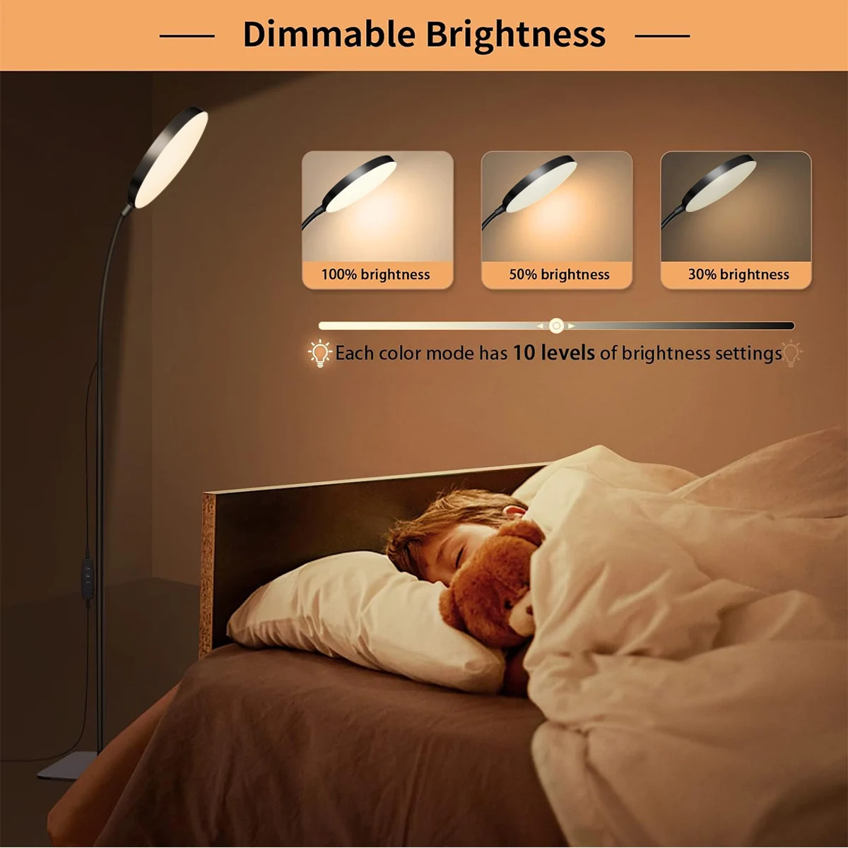 LED Floor Lamp Changeable Reading Lamp with Flexible Gooseneck Dimmable Table or Floor Standing Task Light for Indoor Room 3