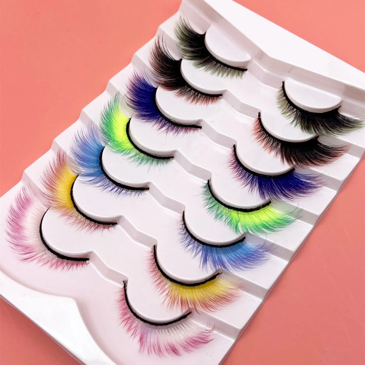 

Colored Eyelashes Faux mink Cruelty Free Vegan 3d Fiber Lashes Unique Private Label Colorful Faux Mink Eyelashes Vegan 50pcs