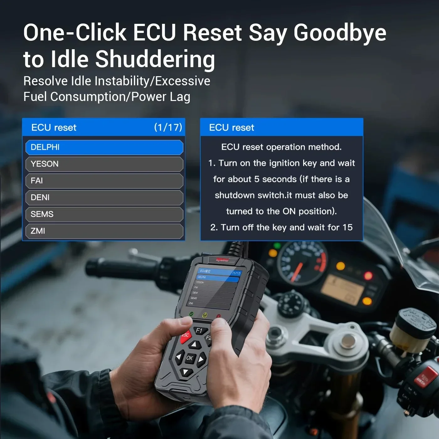 Lettore di Codici di Errore Topdiag M60 per Moto e Veicoli, Scanner OBD2, Reset ECU, Strumento Diagnostico Auto - Image 2
