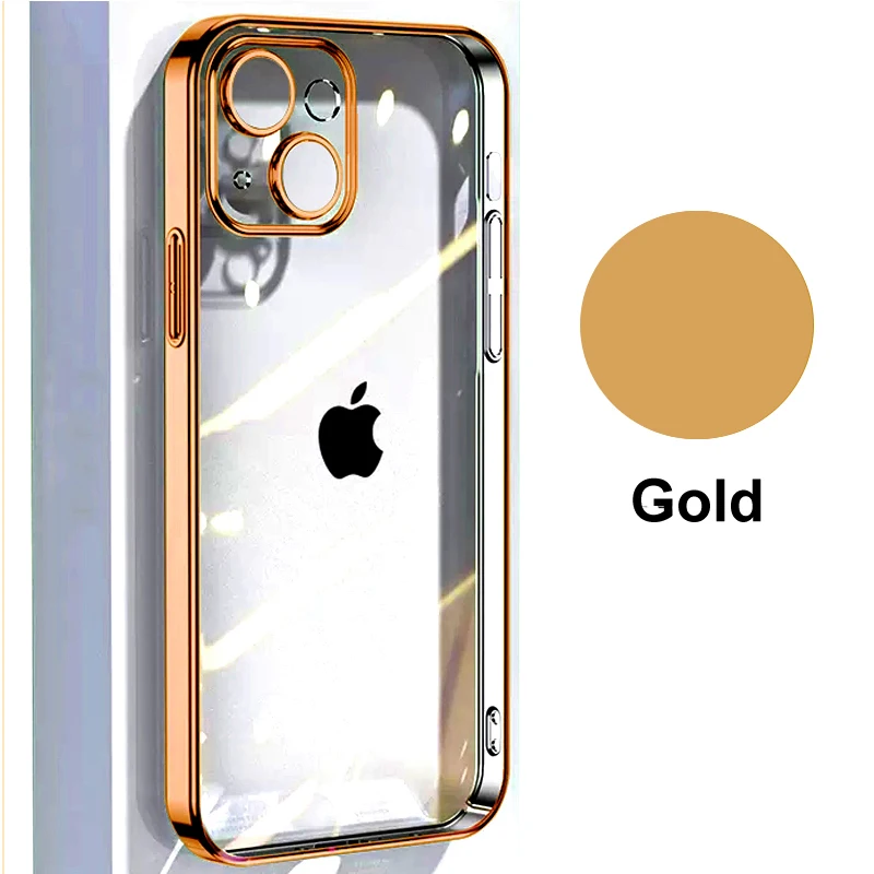 thumbnail image 1 of Original Straight Edge Plating Cover For Apple Clear Case Iphone 11 12 13 14 Pro Max Mini 7 8 Plus Xr Xs X Full Camera Protector, 1 of 5