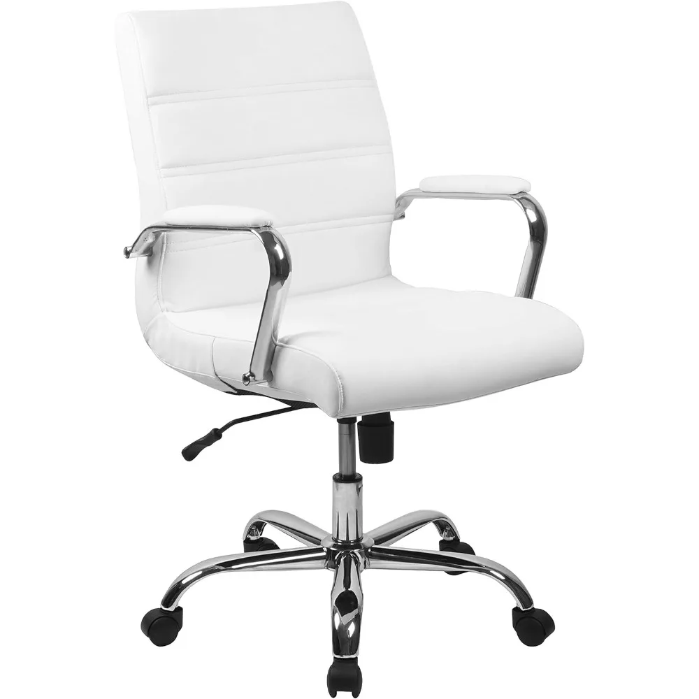 

White/Chrome Chair Gaming Adjustable Height Padded Office Chair Computer Armchair Chaise De Bureaux Gamer Ergonomic Lightweight