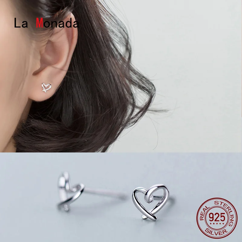La Monada Small 925 Sterling Silver Stud Earrings For Women Piercing Ear Women Silver Earring 925 Heart Earrings silver earrings silver stud earrings womens earrings heart earrings