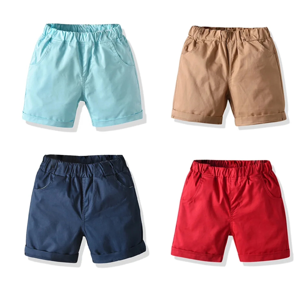 

Bright Color Boys Beach Shorts Casual Toddler Kids Knee Length Pants Summer Cotton Children's Clothes
