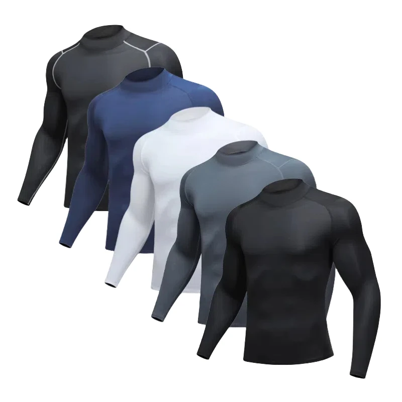 

New Men's Compression Fitness Sports Long Sleeve Running Elastic Quick-drying Round Neck Basketball Top Base Shirt T-shirt