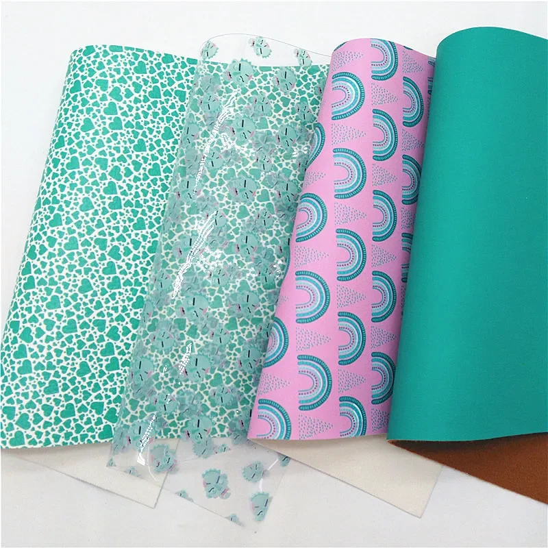 Rainbow Chunky Glitter Leather Mermaid Leopard Printed Synthetic Leather Vinyl Sheets For Bows DIY 21x29CM Q804