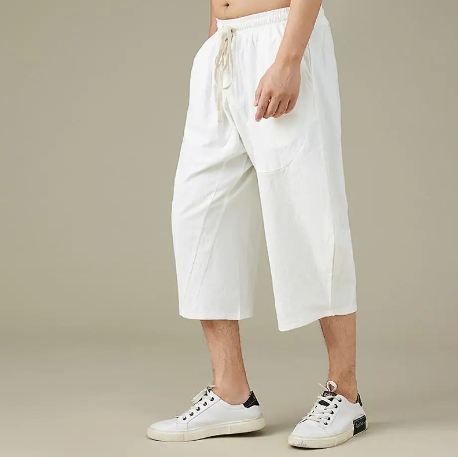 Summer men home wear sleep pants cotton linen chinese style pants vintage Straight plus size 13XL 9XL 10XL 12XL pants Stretch 6