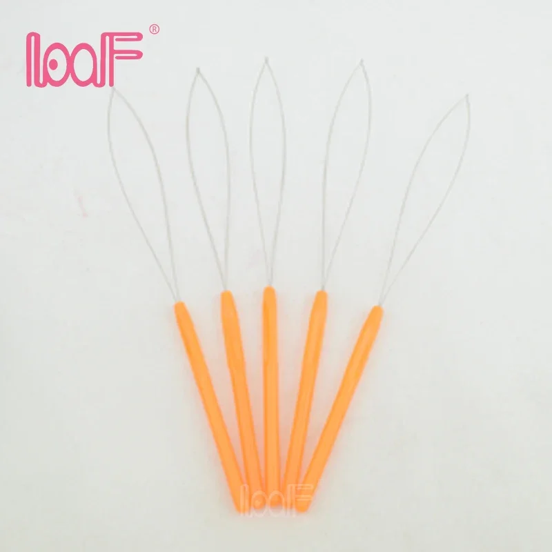 Crochet hooks hair extensions tool 1pcs plastic crochet hook pulling needle Loop threader tool for I tip Hair Extension Micro Ring Tools 6 colors random send